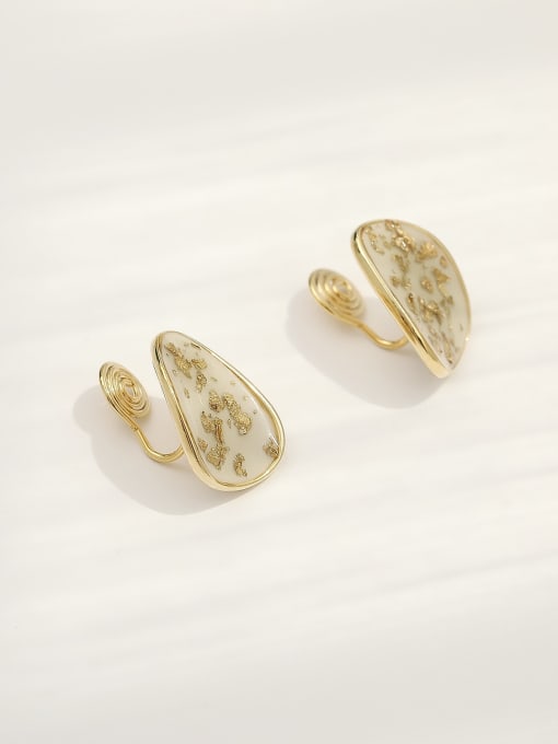 White [ear clip] Brass Enamel Geometric Bohemia Clip Trend Korean Fashion Earring